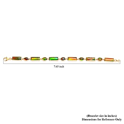 Canadian Ammolite Linking Bracelet in Vermeil Yellow Gold Over Sterling Silver (7.25 In) 16.50 ctw