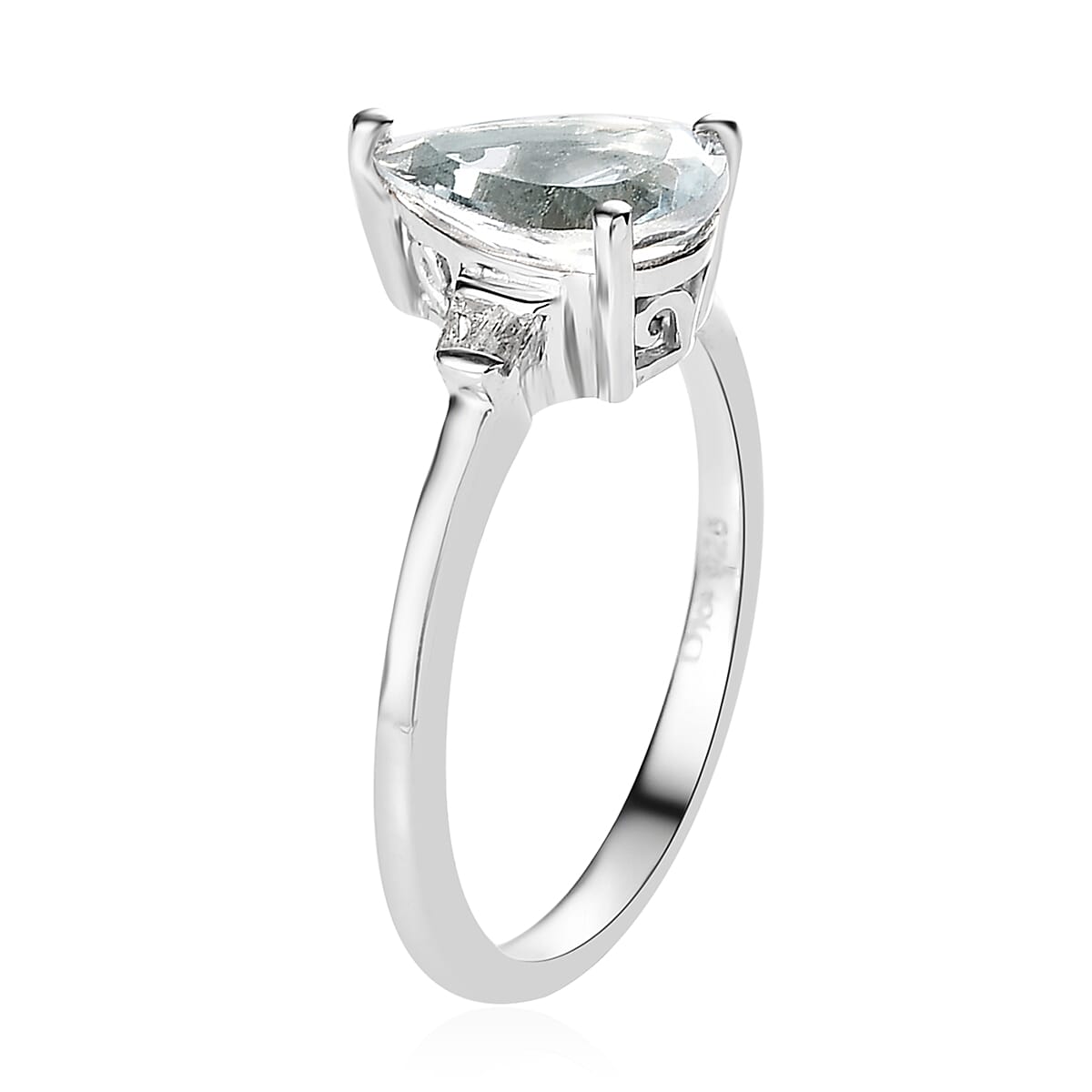 Premium Mangoro Aquamarine and Diamond Accent Ring in Platinum Over Sterling Silver (Size 10.0) 1.15 ctw