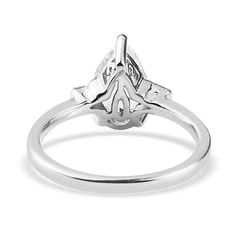 Premium Mangoro Aquamarine and Diamond Accent Ring in Platinum Over Sterling Silver (Size 10.0) 1.15 ctw