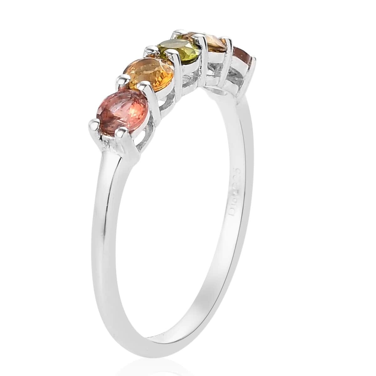 Multi-Tourmaline 5 Stone Ring in Platinum Over Sterling Silver (Size 6.0) 1.35 ctw image number 3