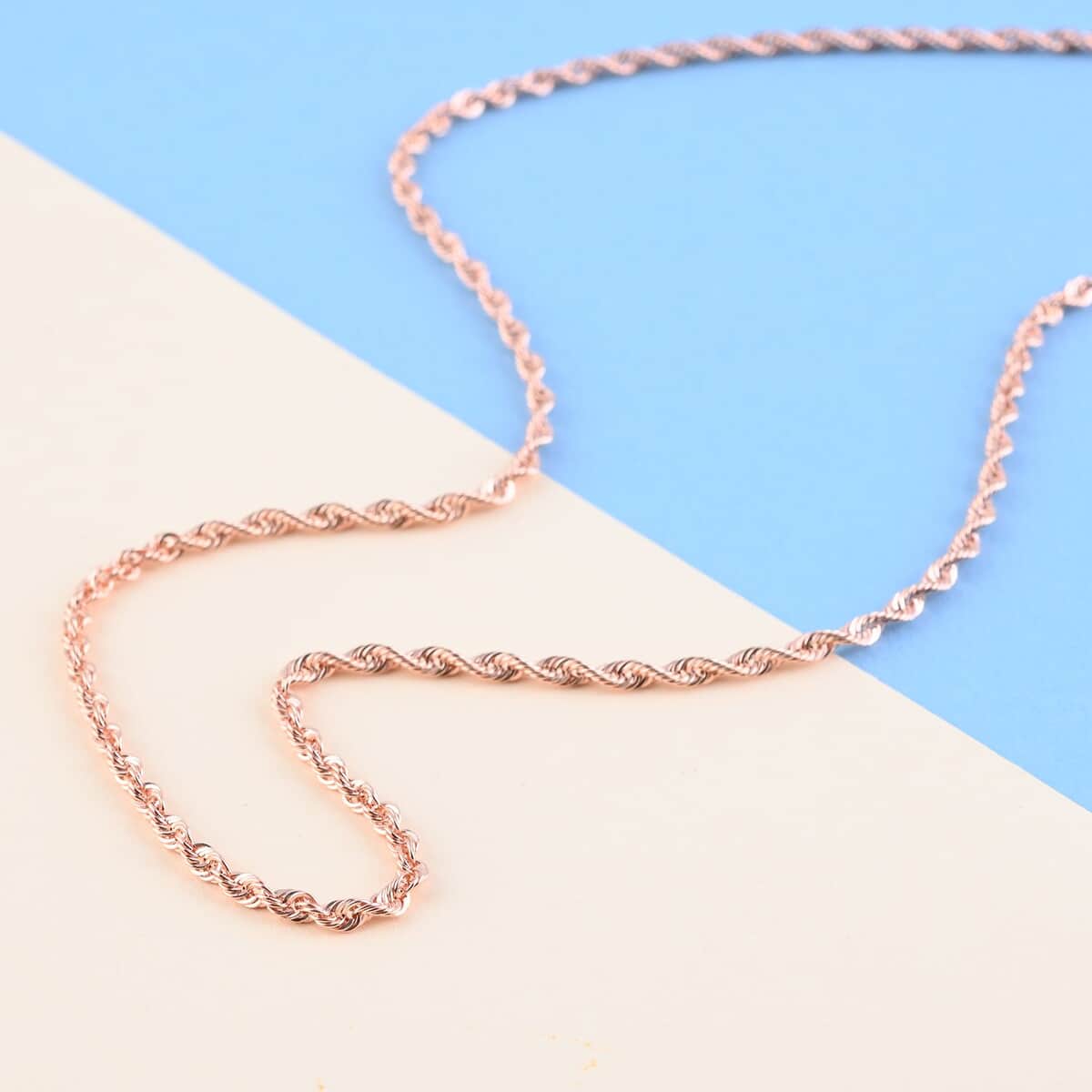 OTTOMAN TREASURE 10K Rose Gold 1.75mm Diamond-Cut Rope Necklace 36 Inches 4.50 Grams image number 1
