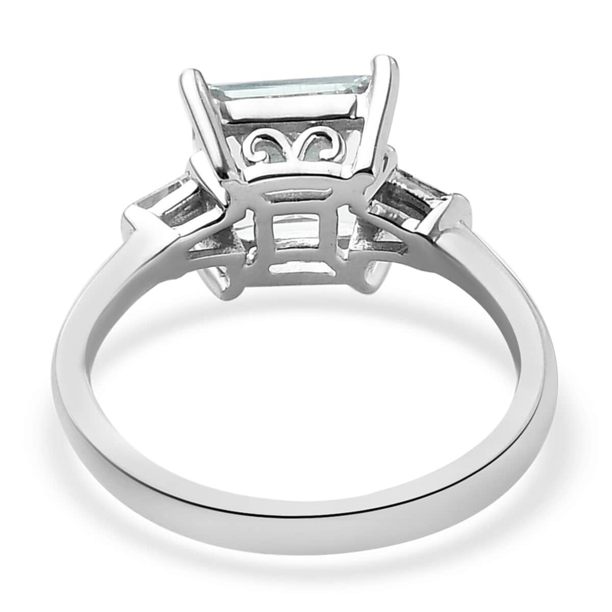 Luxoro 10K White Gold Premium Espirito Santo Aquamarine and Diamond Ring (Size 6.0) 2.65 Grams 2.25 ctw image number 4