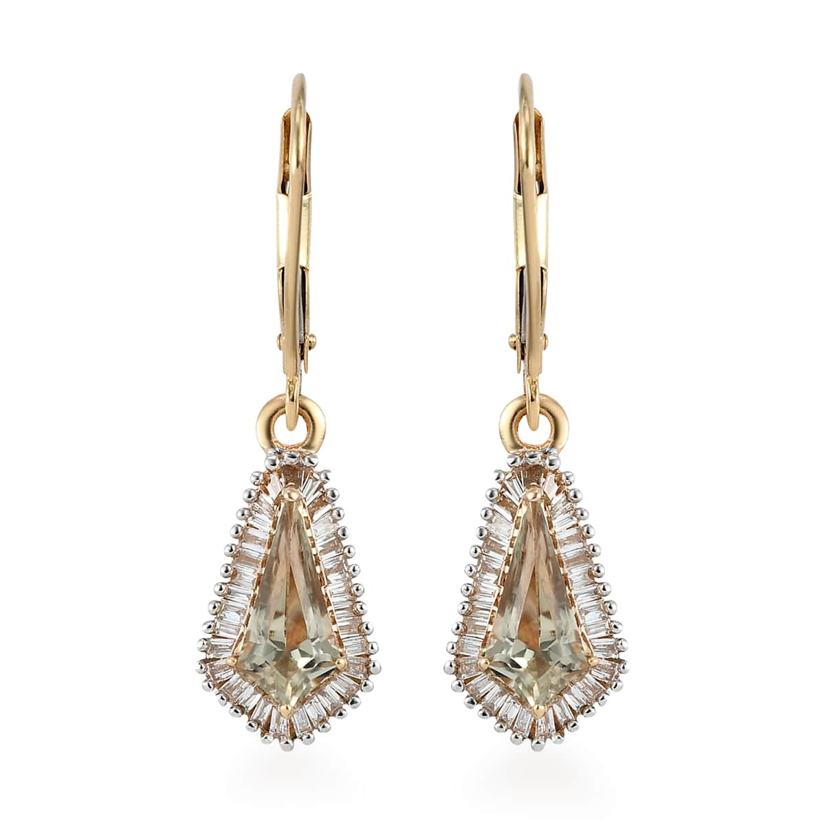 ILIANA 18K Yellow Gold AAA Turkizite and G-H SI Diamond Lever Back Earrings 3.15 Grams 2.10 ctw image number 0