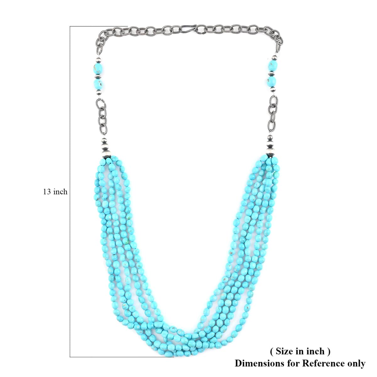 ONE OF A KIND SANTA FE Style Sleeping Beauty Turquoise Navajo Pearl Beaded Multi Strand Layered Necklace 36 Inches in Sterling Silver 690.00 ctw image number 4