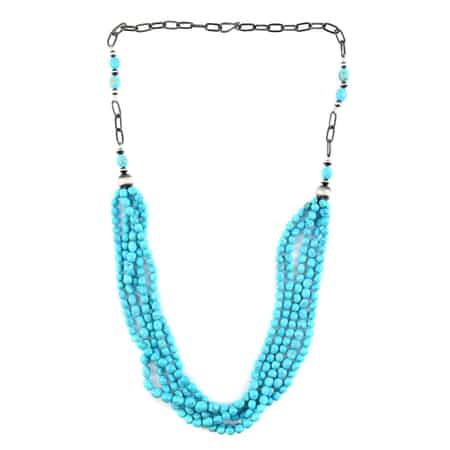 ONE OF A KIND Santa Fe Style Sleeping Beauty Turquoise Navajo Pearl Beaded Multi Strand Layered Necklace 37 Inches in Sterling Silver 965.00 ctw image number 0