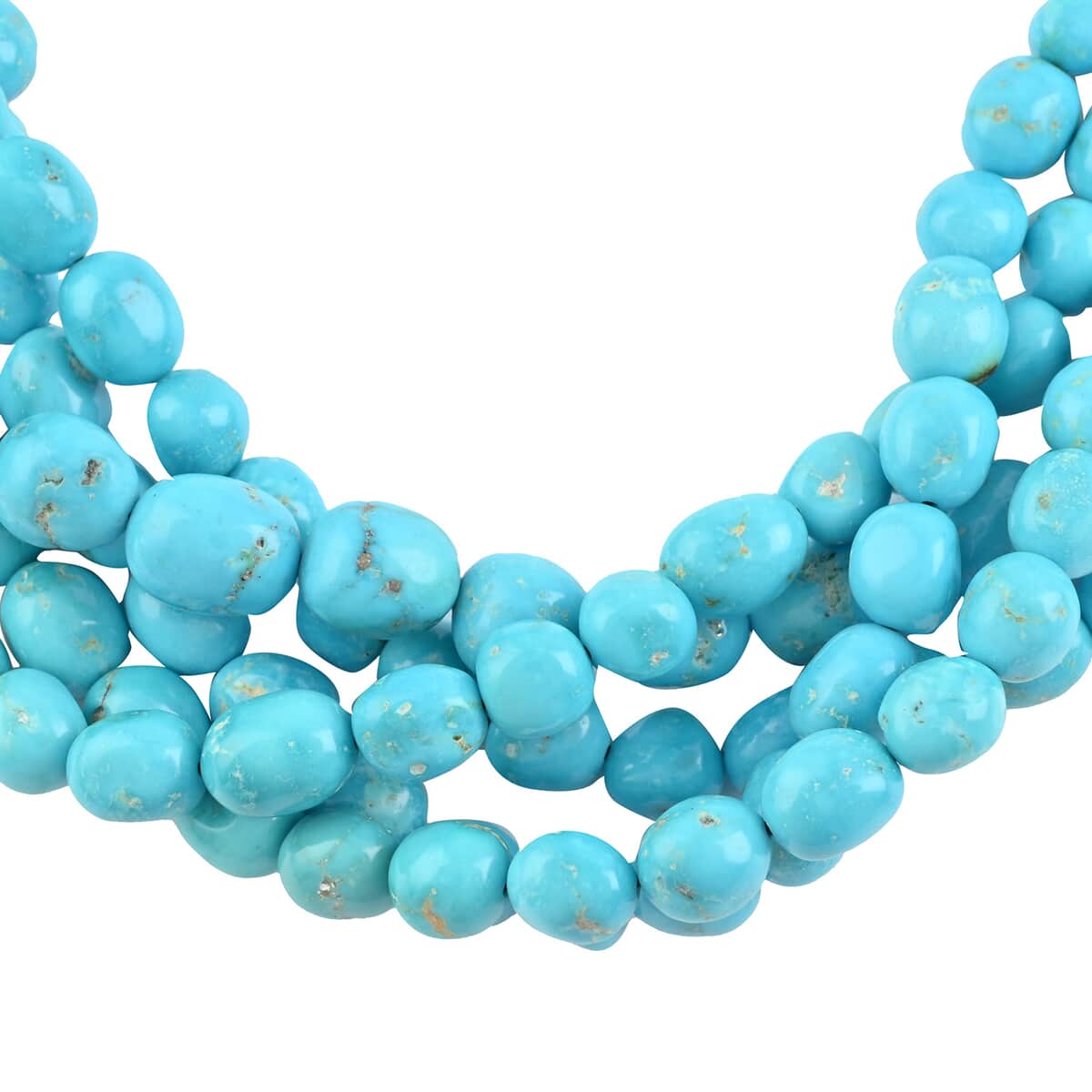ONE OF A KIND Santa Fe Style Sleeping Beauty Turquoise Navajo Pearl Beaded Multi Strand Layered Necklace 37 Inches in Sterling Silver 965.00 ctw image number 3