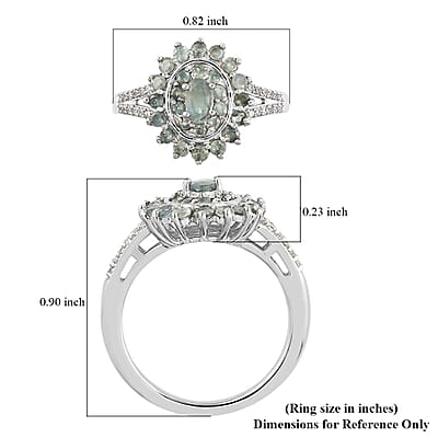 Narsipatnam Alexandrite and Natural White Zircon Floral Ring in Platinum Over Sterling Silver (Size 8.0) 1.10 ctw
