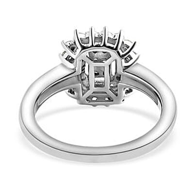 White Diamond 0.50 ctw Cluster Ring in Platinum Over Sterling Silver