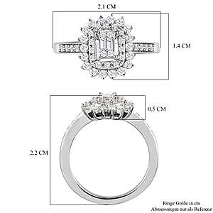 White Diamond 0.50 ctw Cluster Ring in Platinum Over Sterling Silver