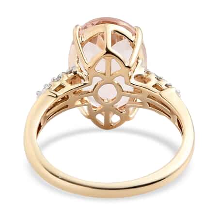 Luxoro 14K Yellow Gold AAA Marropino Morganite and G-H I3 Diamond Ring (Size 9.0) 5.50 ctw image number 4