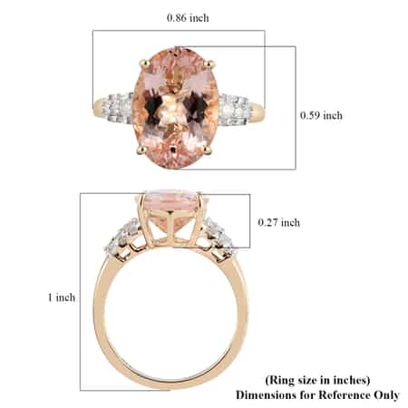 Luxoro 14K Yellow Gold AAA Marropino Morganite and G-H I3 Diamond Ring (Size 9.0) 5.50 ctw image number 5