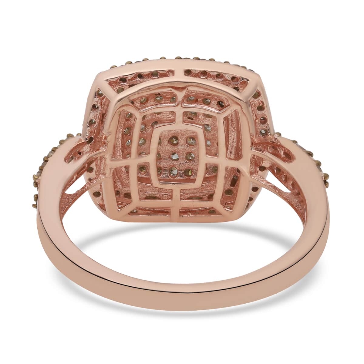 Natural Champagne Diamond Cluster Ring in Vermeil Rose Gold Over Sterling Silver (Size 8.0) 1.00 ctw image number 4