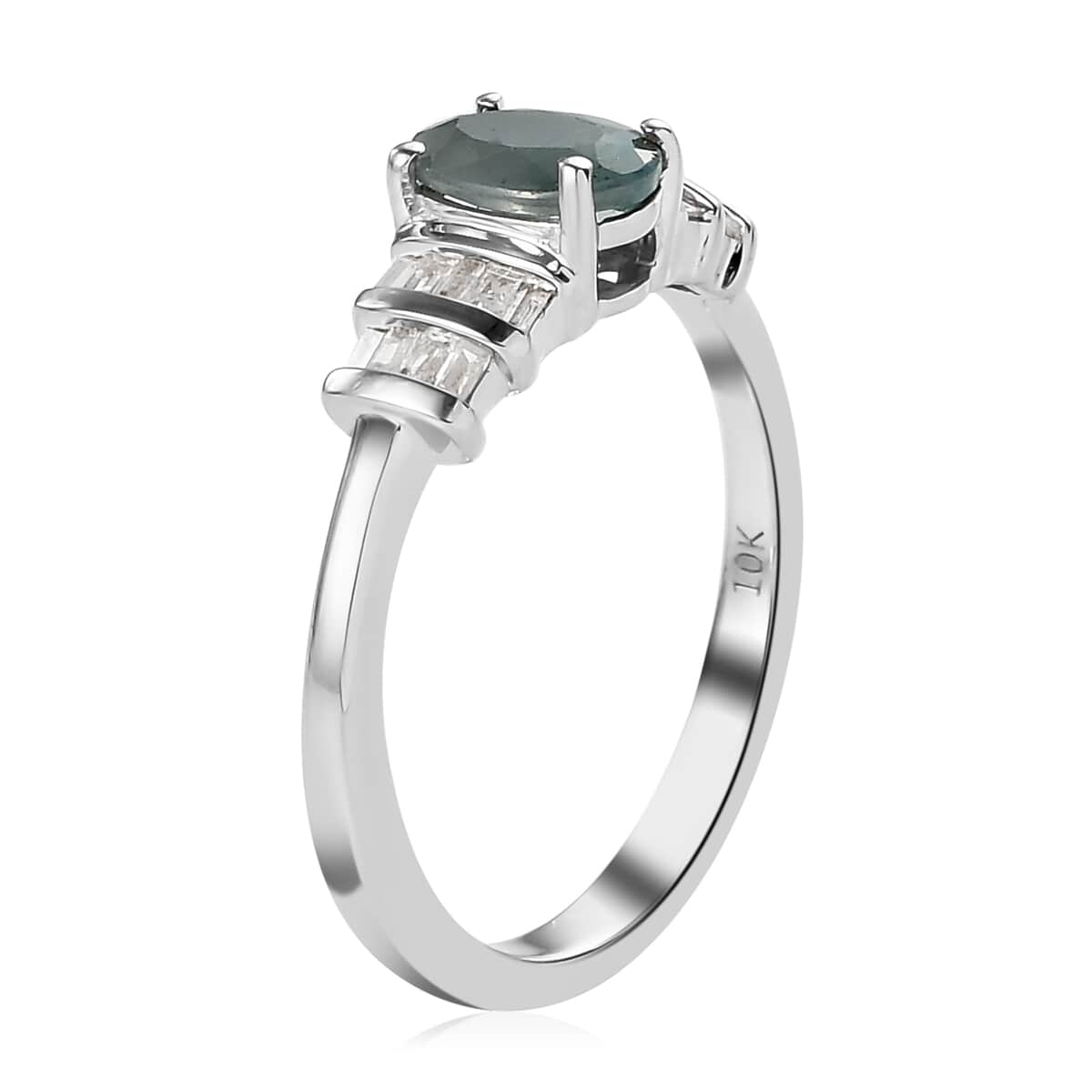 Luxoro 10K White Gold Premium Narsipatnam Alexandrite and G-H I3 Diamond Ring (Size 7.0) 1.00 ctw image number 3