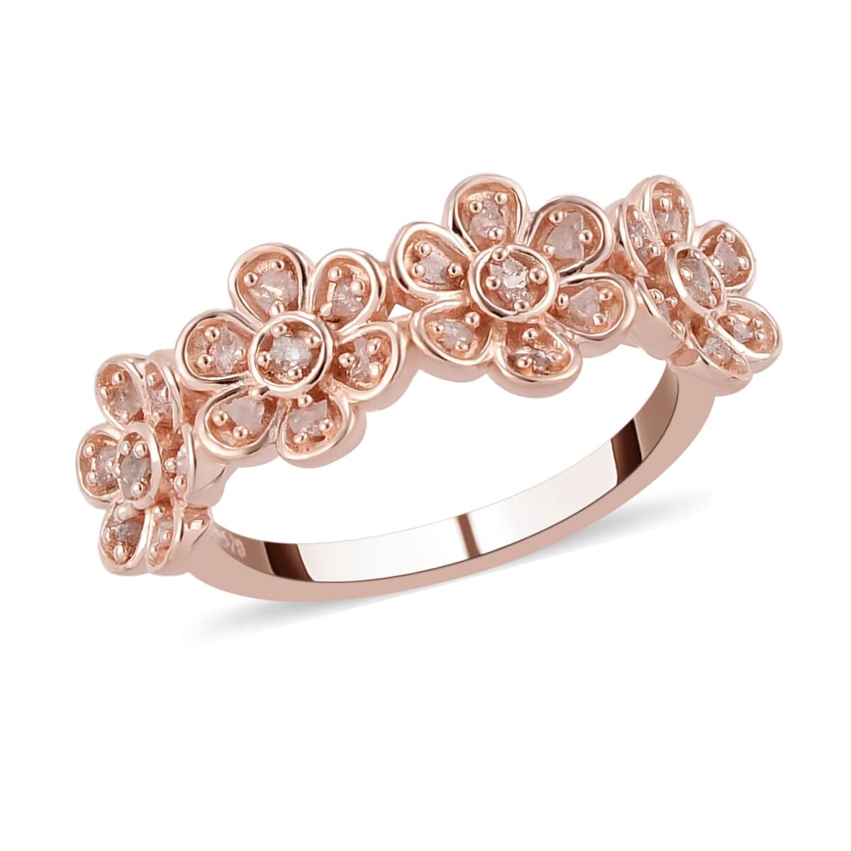 GP Italian Garden Collection Uncut Natural Pink Diamond Floral Ring in Vermeil Rose Gold Over Sterling Silver (Size 5.0) 0.20 ctw image number 0