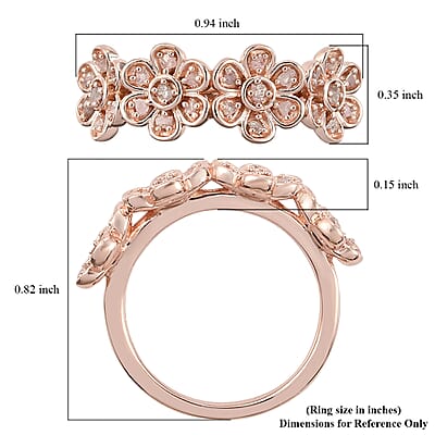 GP Italian Garden Collection Uncut Natural Pink Diamond Floral Ring in Vermeil Rose Gold Over Sterling Silver (Size 5.0) 0.20 ctw