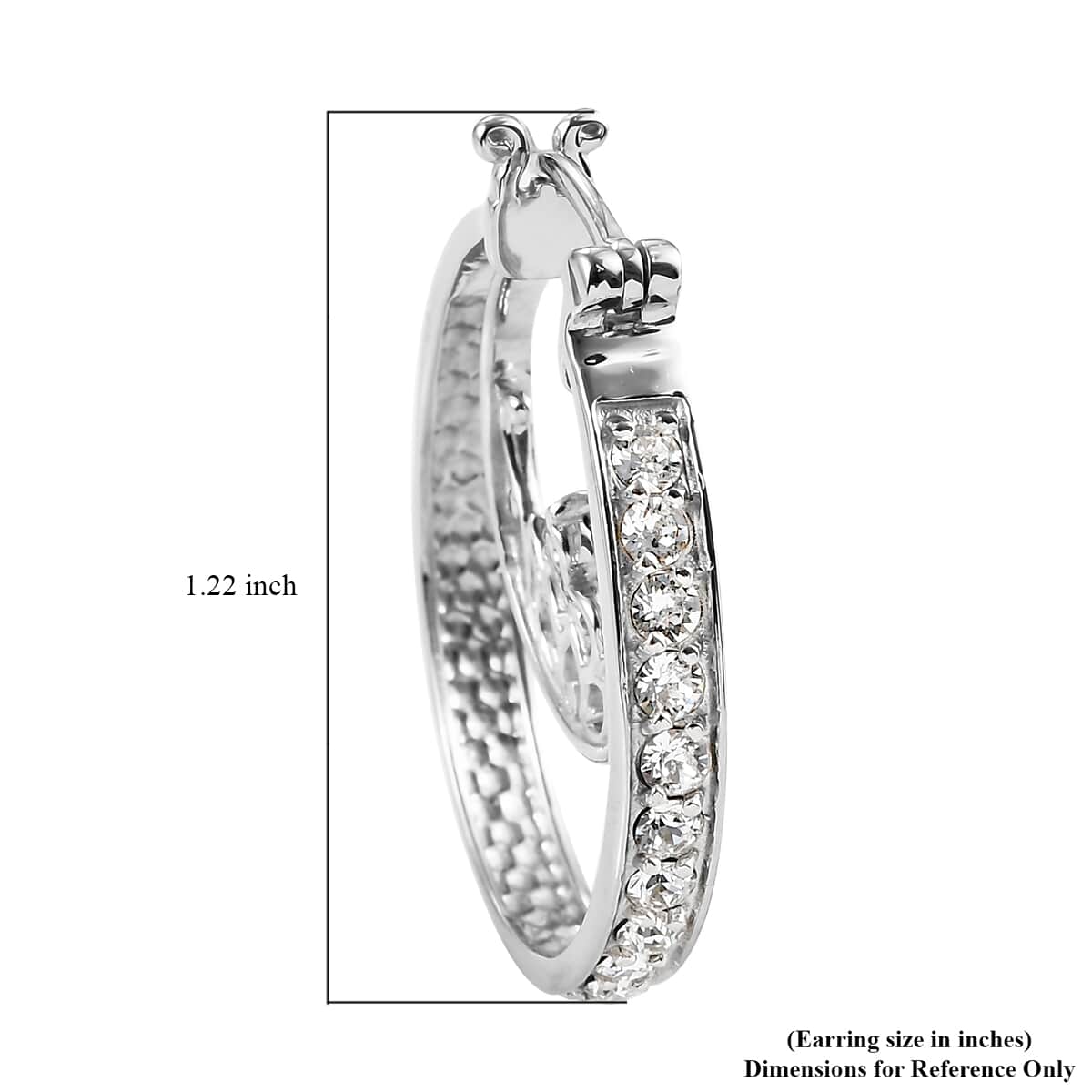 Karis White Crystal Hoop Earrings in Platinum Bond image number 4