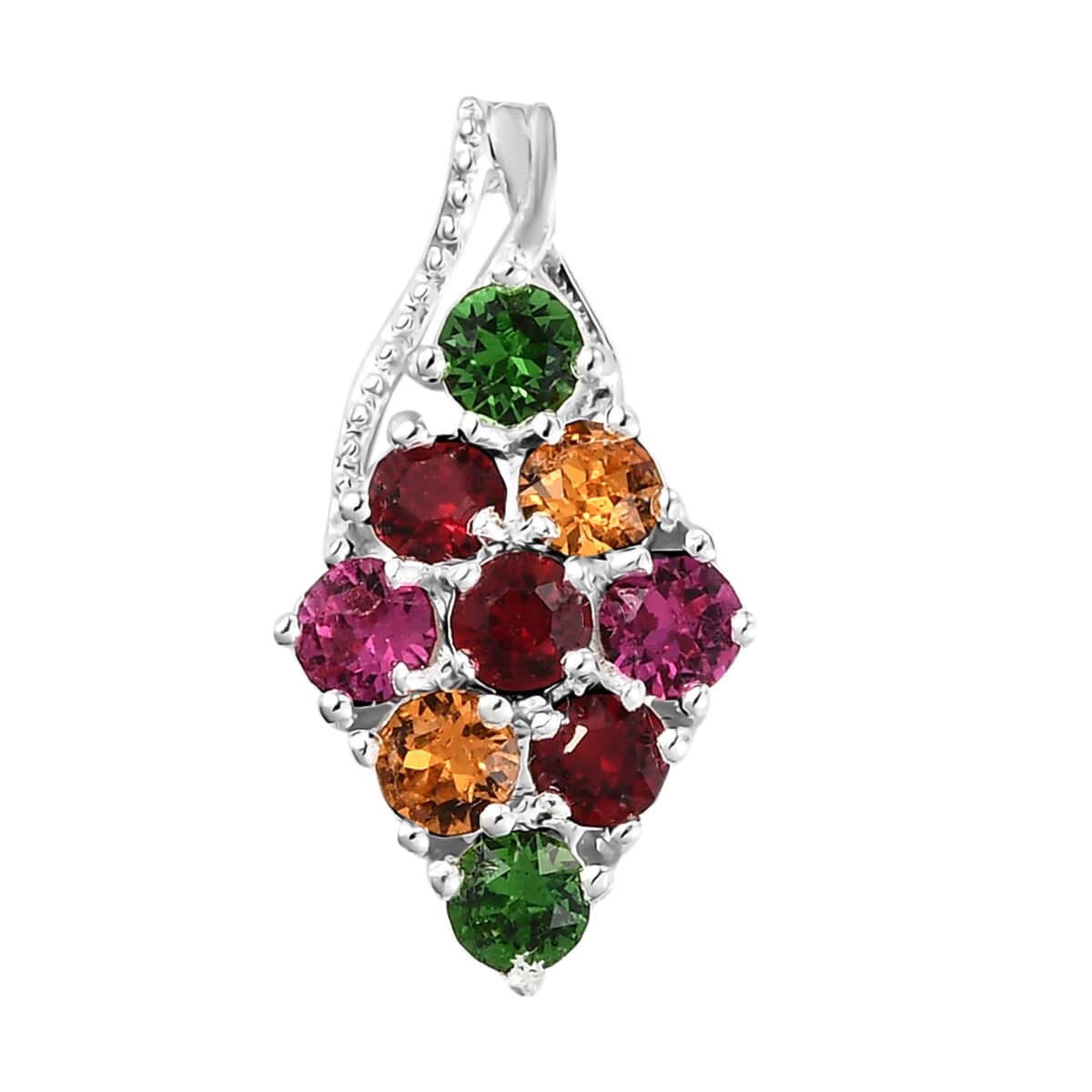 Multi Color Crystal Cluster Pendant in Sterling Silver image number 0