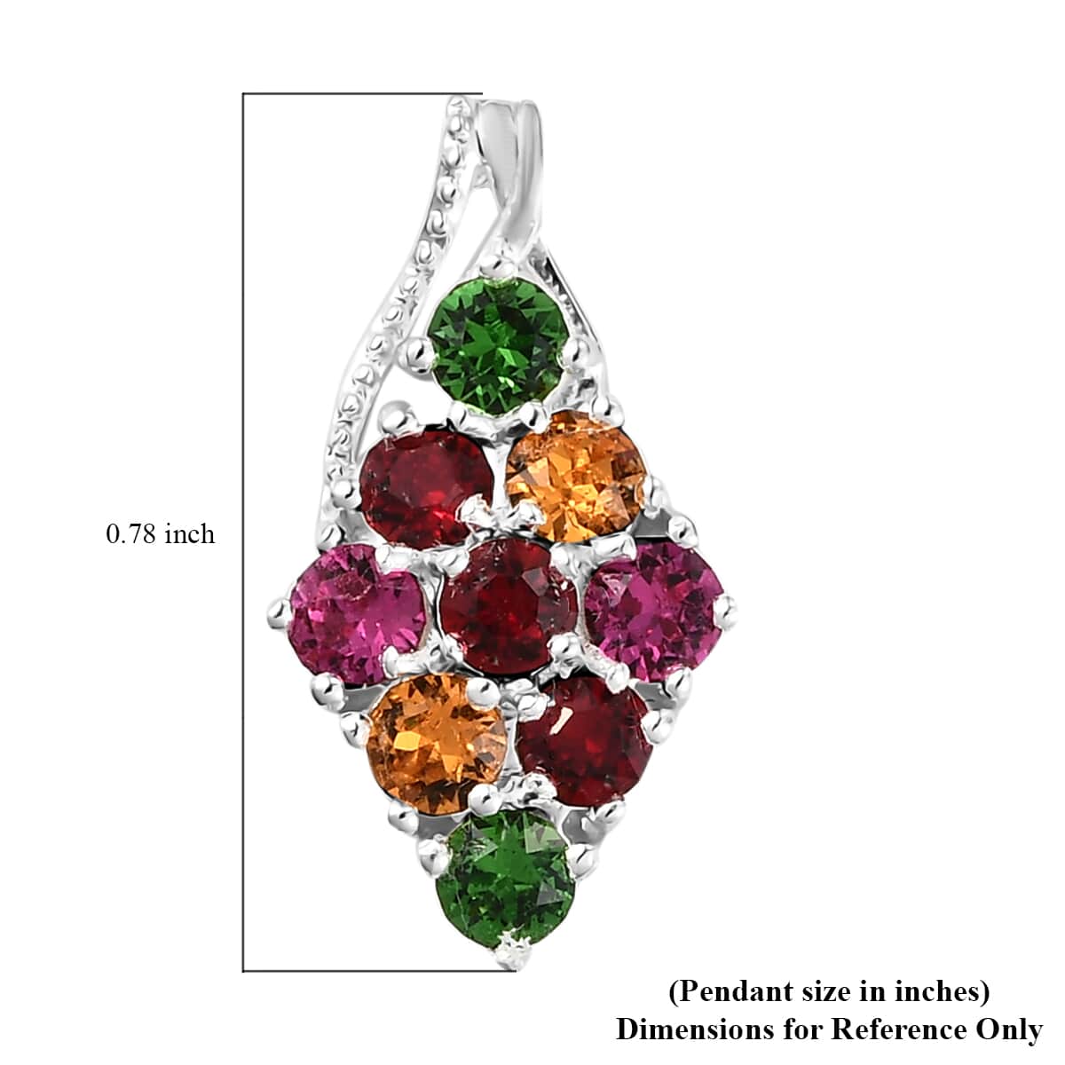 Multi Color Crystal Cluster Pendant in Sterling Silver image number 4