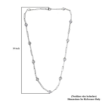 D'Joy Moissanite Paper Clip Chain Station Necklace 24 Inches in Platinum Over Sterling Silver 8.50 ctw