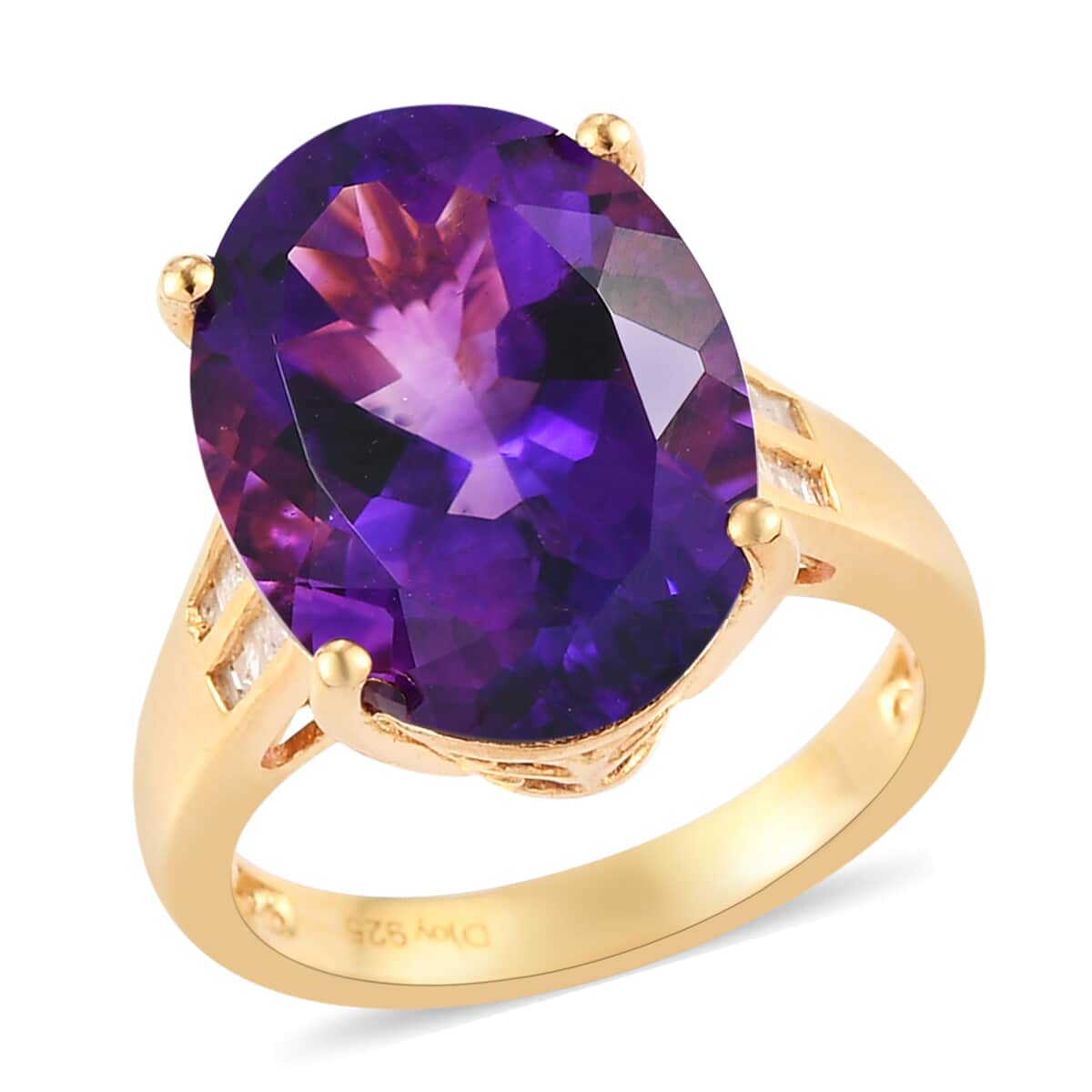 Moroccan Amethyst and Diamond Ring in Vermeil Yellow Gold Over Sterling Silver (Size 10.0) 9.00 ctw image number 0