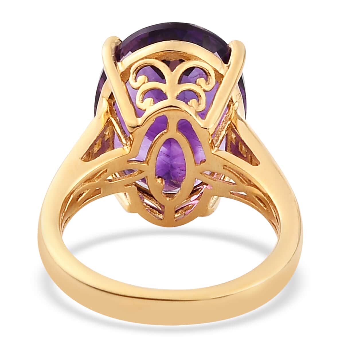 Moroccan Amethyst and Diamond Ring in Vermeil Yellow Gold Over Sterling Silver (Size 10.0) 9.00 ctw image number 4
