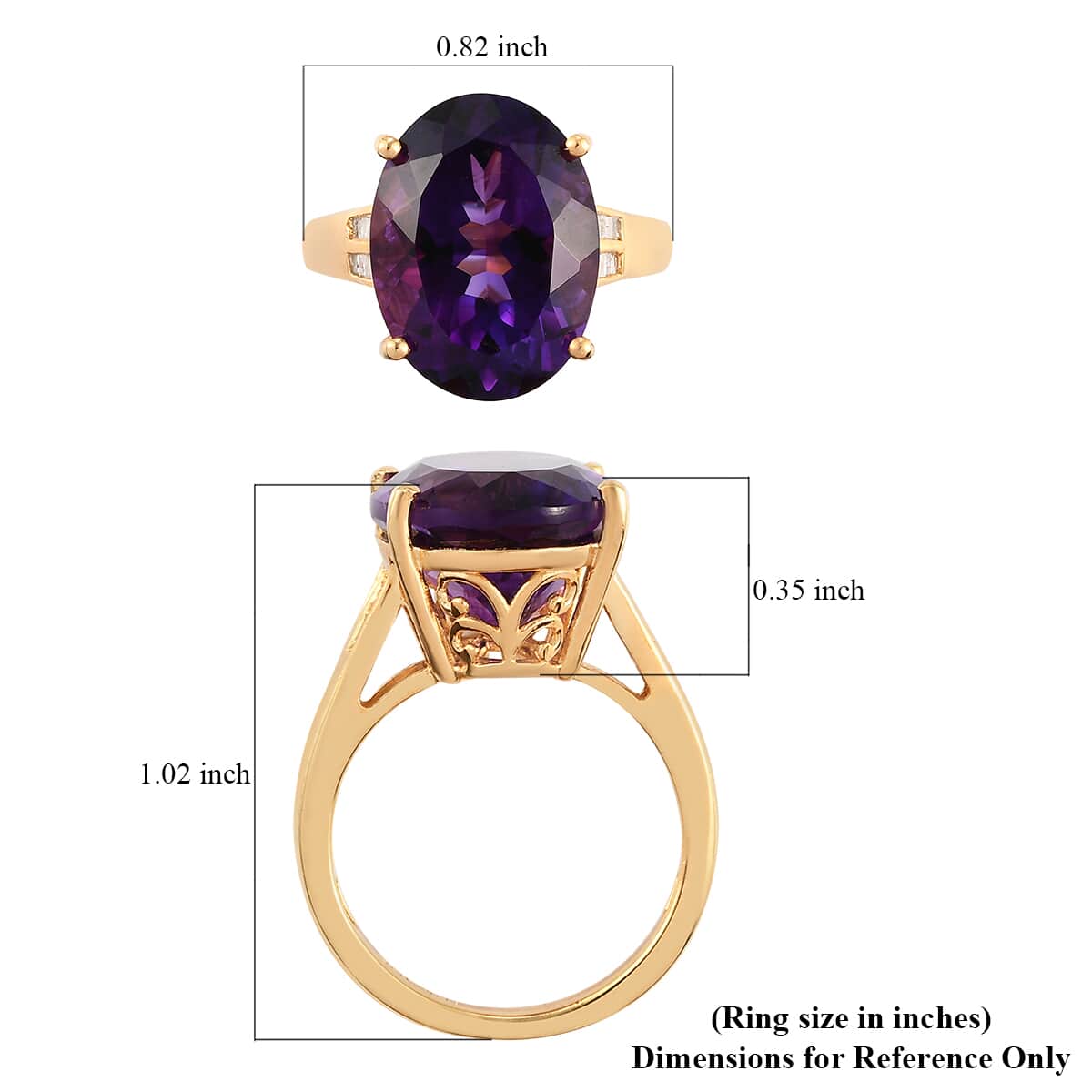 Moroccan Amethyst and Diamond Ring in Vermeil Yellow Gold Over Sterling Silver (Size 11.0) 9.00 ctw image number 5