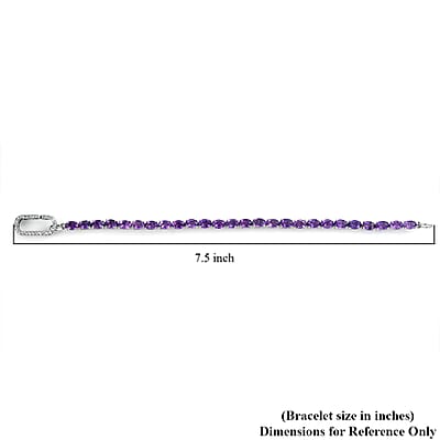 Amethyst and Natural White Zircon Bracelet in Platinum Over Sterling Silver (7.25 In) 9.65 Grams 11.65 ctw