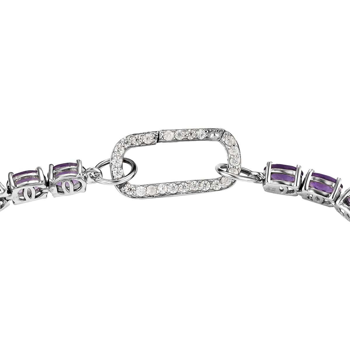 Amethyst and Natural White Zircon Bracelet in Platinum Over Sterling Silver (7.25 In) 9.65 Grams 11.65 ctw image number 5