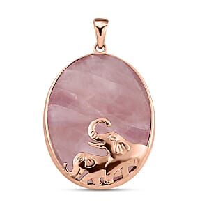 Rose Quartz 71.70 ctw Pendant without Chain in 14K Rose Gold Over Sterling Silver