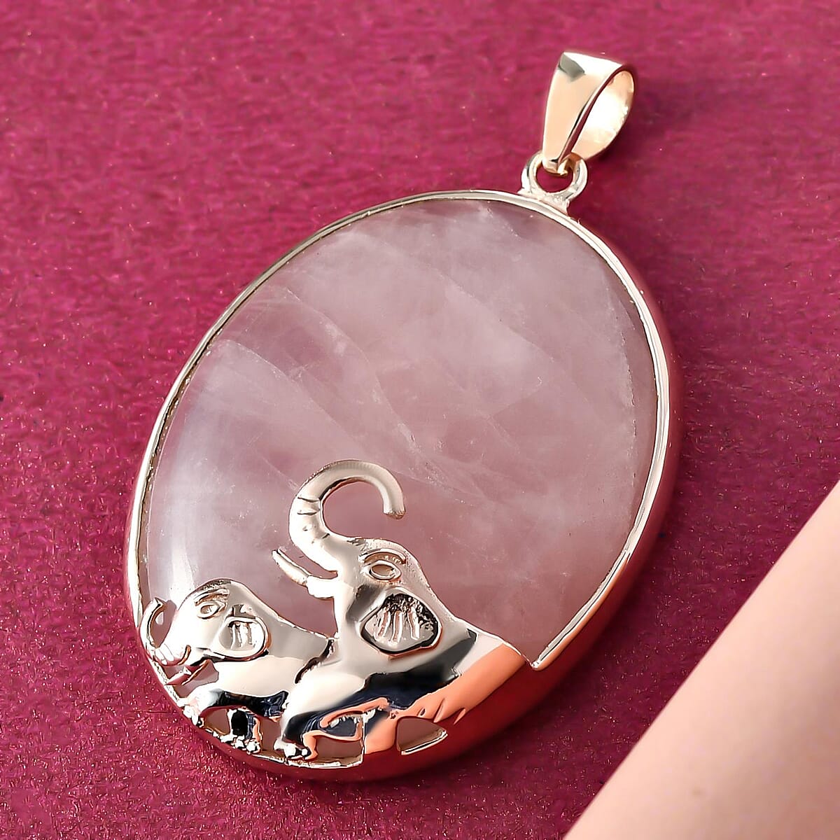 Rose Quartz 71.70 ctw Pendant without Chain in 14K Rose Gold Over Sterling Silver image number 2
