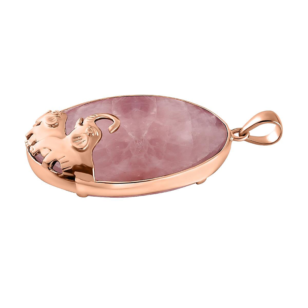 Rose Quartz 71.70 ctw Pendant without Chain in 14K Rose Gold Over Sterling Silver image number 3