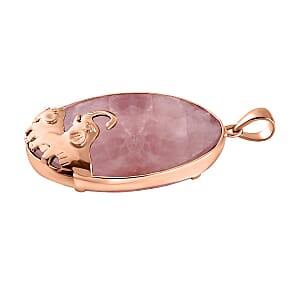 Rose Quartz 71.70 ctw Pendant without Chain in 14K Rose Gold Over Sterling Silver