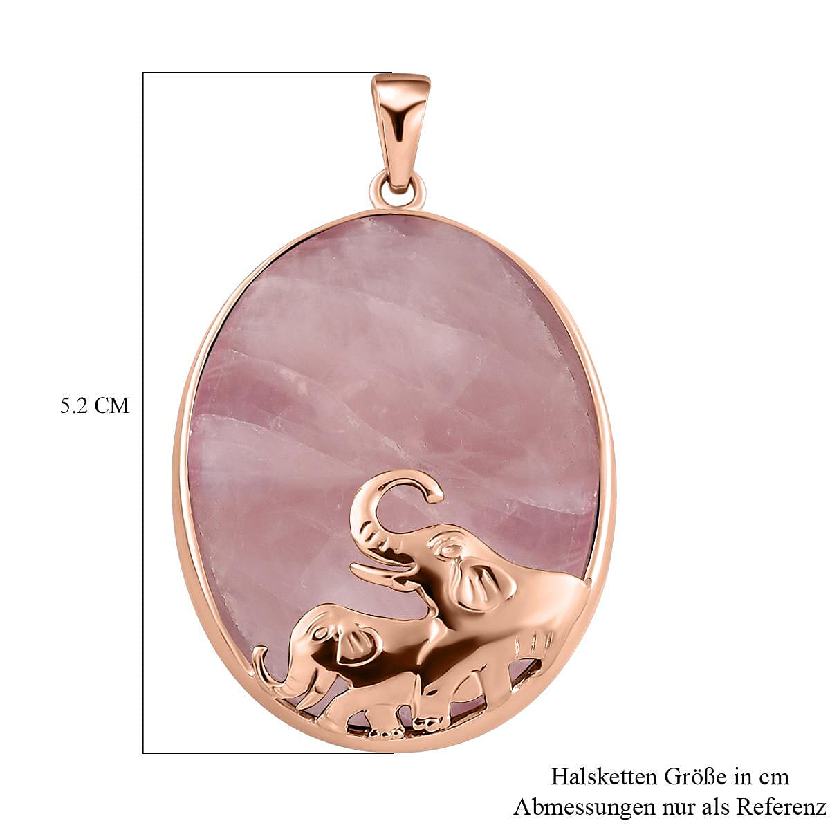 Rose Quartz 71.70 ctw Pendant without Chain in 14K Rose Gold Over Sterling Silver