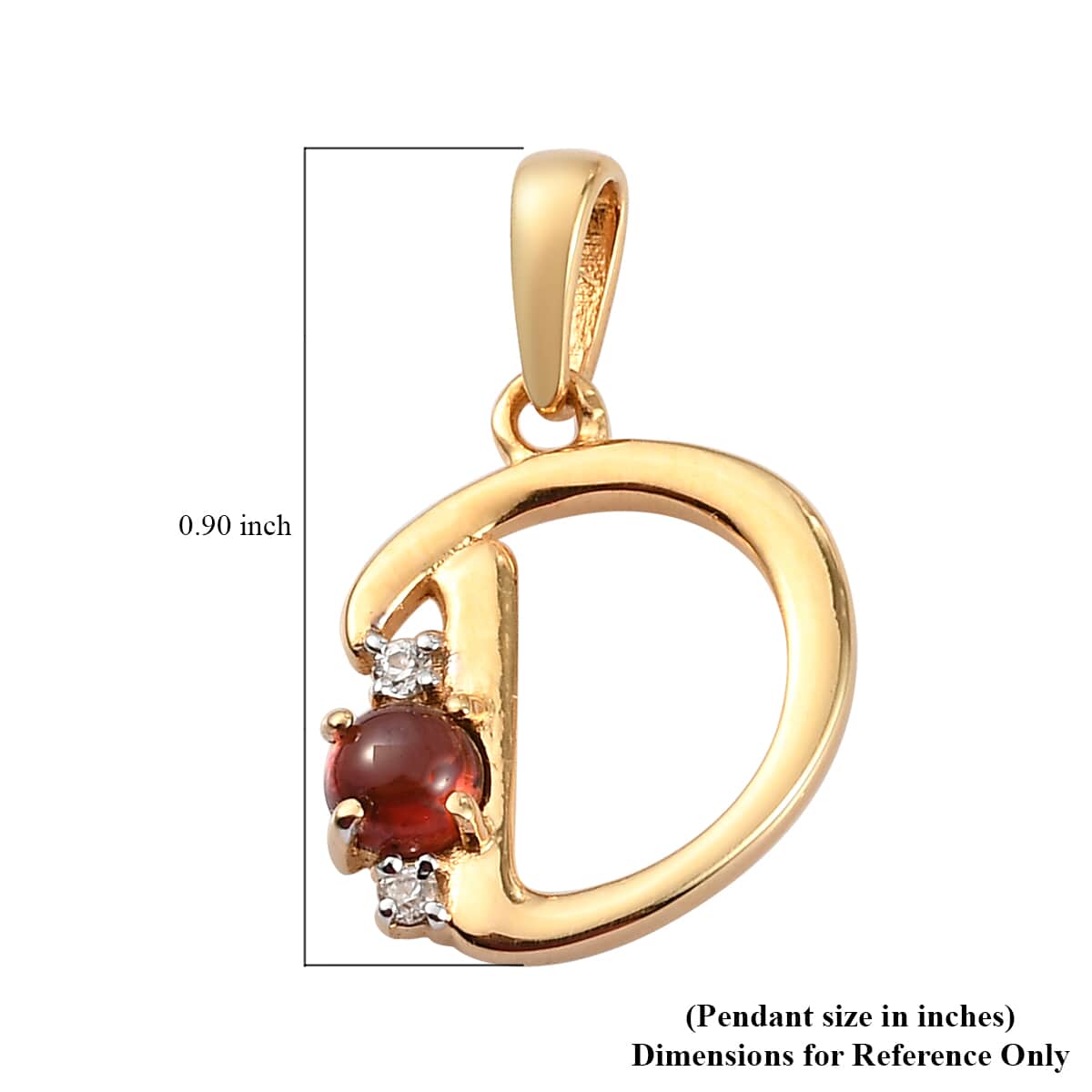 Mozambique Garnet and Natural White Zircon Initial D Pendant in Vermeil Yellow Gold Over Sterling Silver 0.50 ctw image number 4