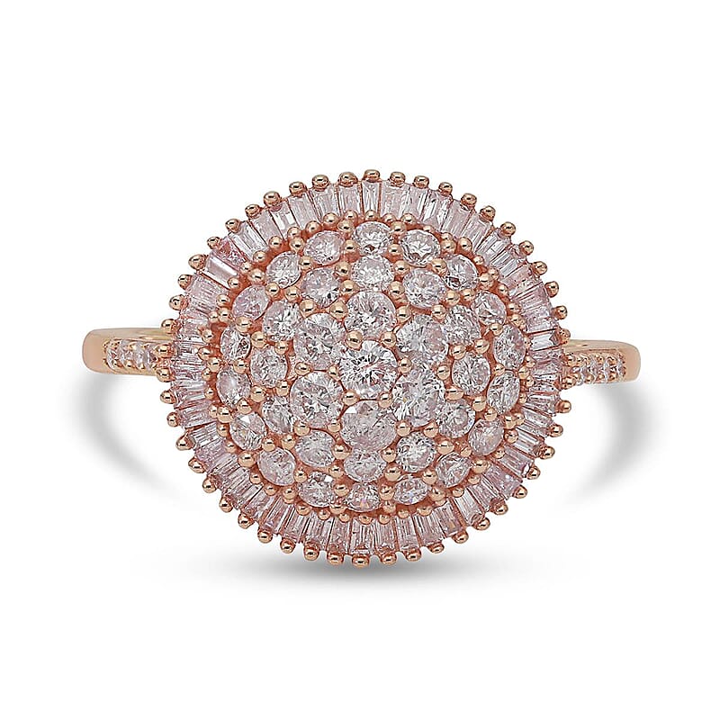 Pink Diamond Information Number of Round Pink Diamond (s)	1 Minimum Carat Total Weight (ct. tw)	0.03 Minimum Size	1.8 mm Gemstone Color	Pink Average Clarity	I3 Hardness	10 Treatment	None Set