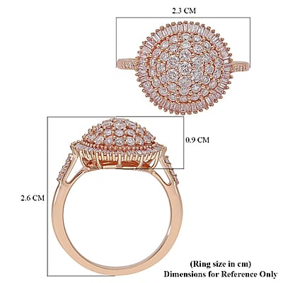 Pink Diamond Information Number of Round Pink Diamond (s)	1 Minimum Carat Total Weight (ct. tw)	0.03 Minimum Size	1.8 mm Gemstone Color	Pink Average Clarity	I3 Hardness	10 Treatment	None Set