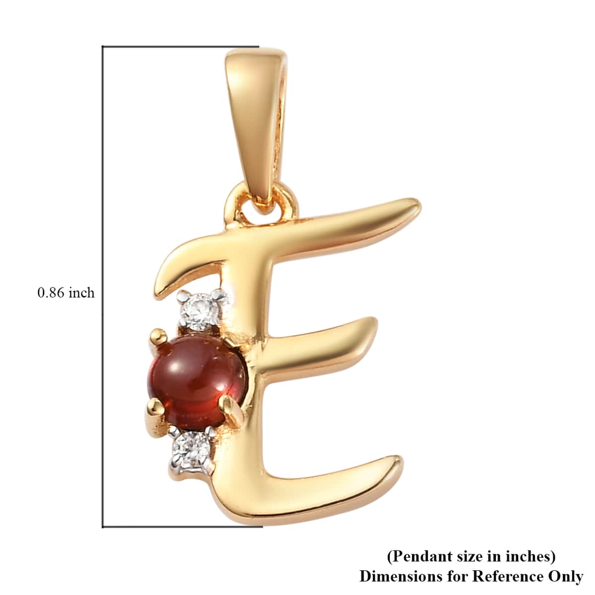 Mozambique Garnet and Natural White Zircon Initial E Pendant in Vermeil Yellow Gold Over Sterling Silver 0.50 ctw image number 4