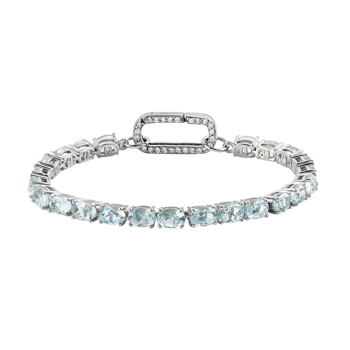 Sky Blue Topaz and White Zircon Bracelet in Platinum Over Sterling Silver (6.50 In) 13.15 ctw image number 0