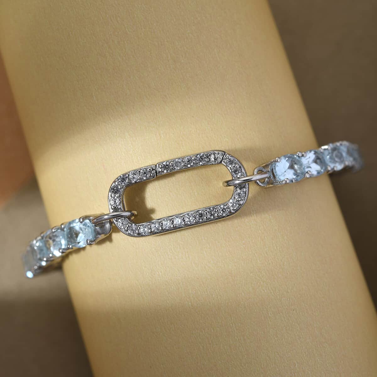 Sky Blue Topaz and White Zircon Bracelet in Platinum Over Sterling Silver (6.50 In) 13.15 ctw image number 3
