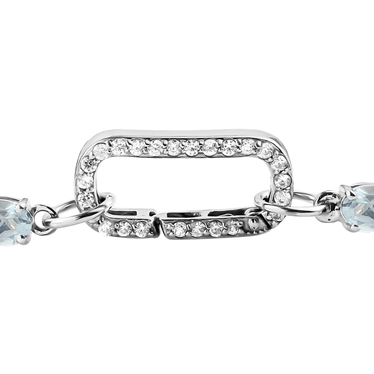 Sky Blue Topaz and White Zircon Bracelet in Platinum Over Sterling Silver (6.50 In) 13.15 ctw image number 4