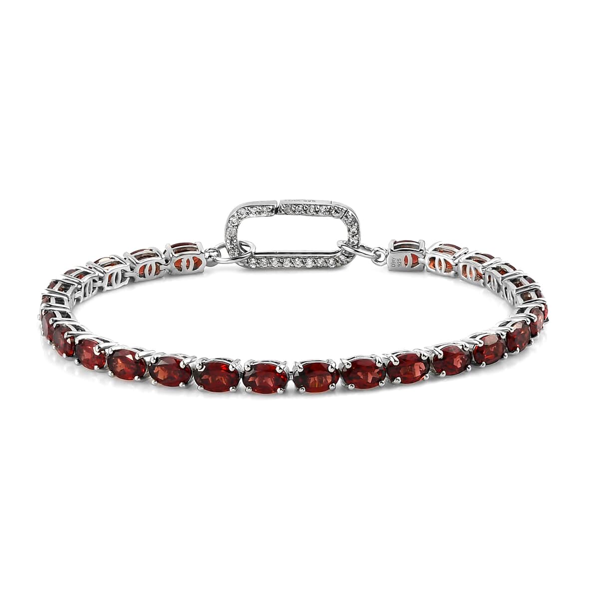 Mozambique Garnet and White Zircon Tennis Bracelet in Platinum Over Sterling Silver (7.25 In) 15.60 ctw image number 0