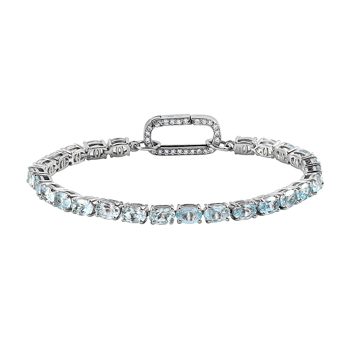 Sky blue Topaz and White Zircon Bracelet in Platinum Over Sterling Silver (7.25 In) 14.75 ctw image number 0