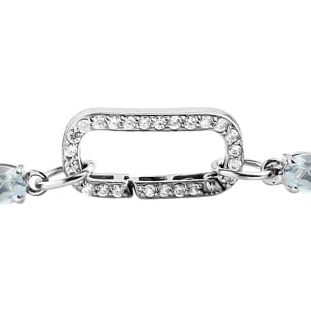 Sky blue Topaz and White Zircon Bracelet in Platinum Over Sterling Silver (7.25 In) 14.75 ctw image number 4