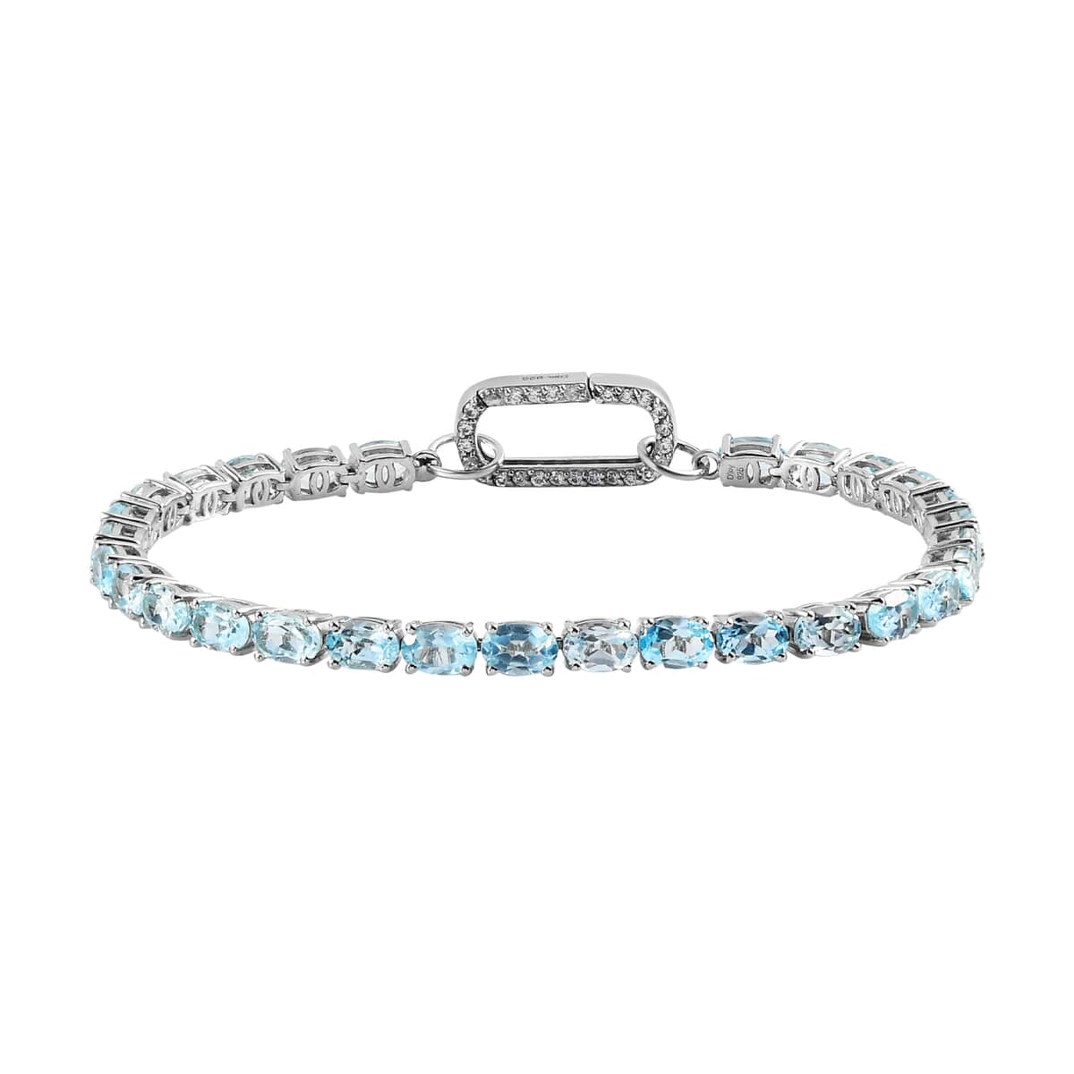 Sky blue Topaz and White Zircon Bracelet in Platinum Over Sterling Silver (8.00 In) 16.85 ctw image number 0