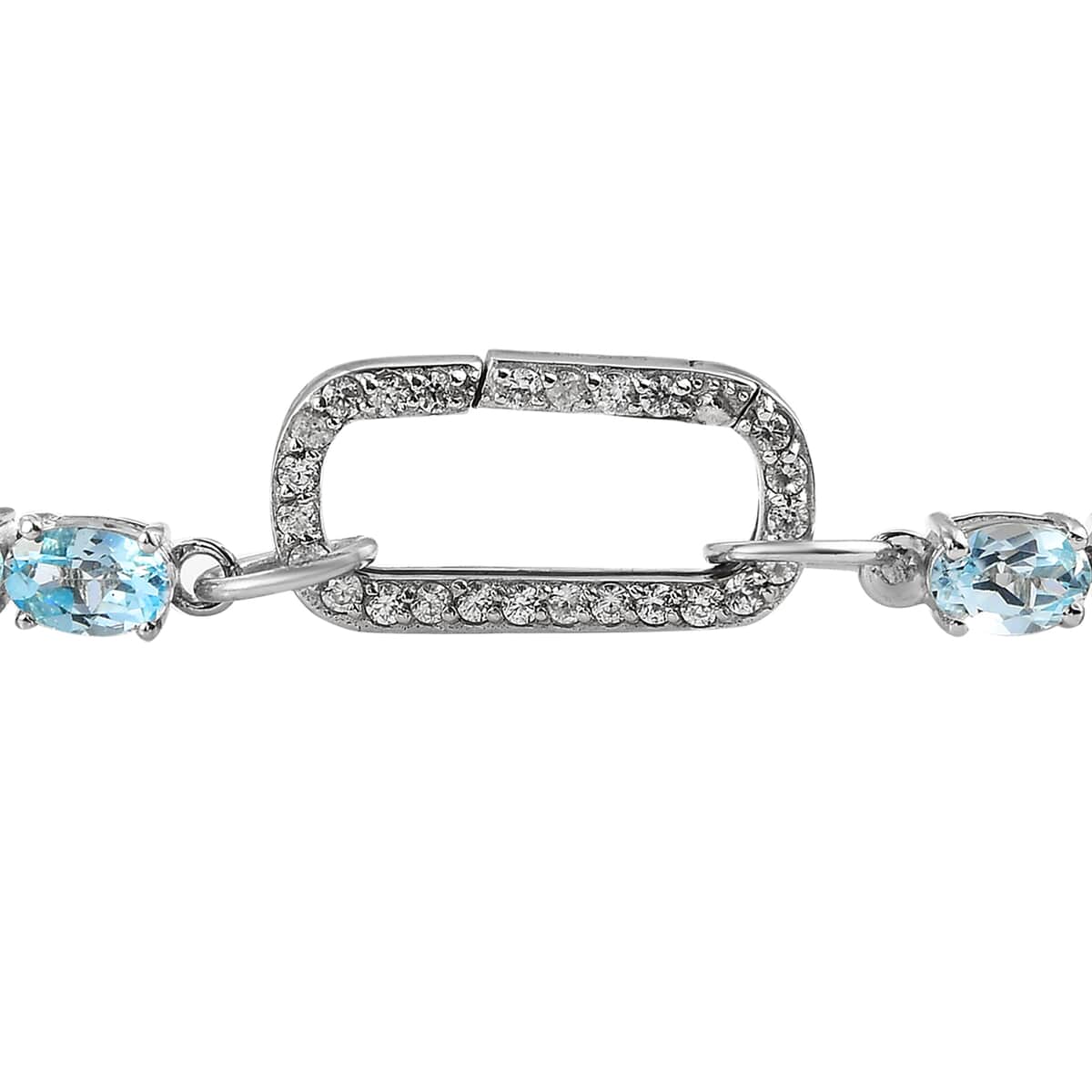 Sky blue Topaz and White Zircon Bracelet in Platinum Over Sterling Silver (8.00 In) 16.85 ctw image number 3