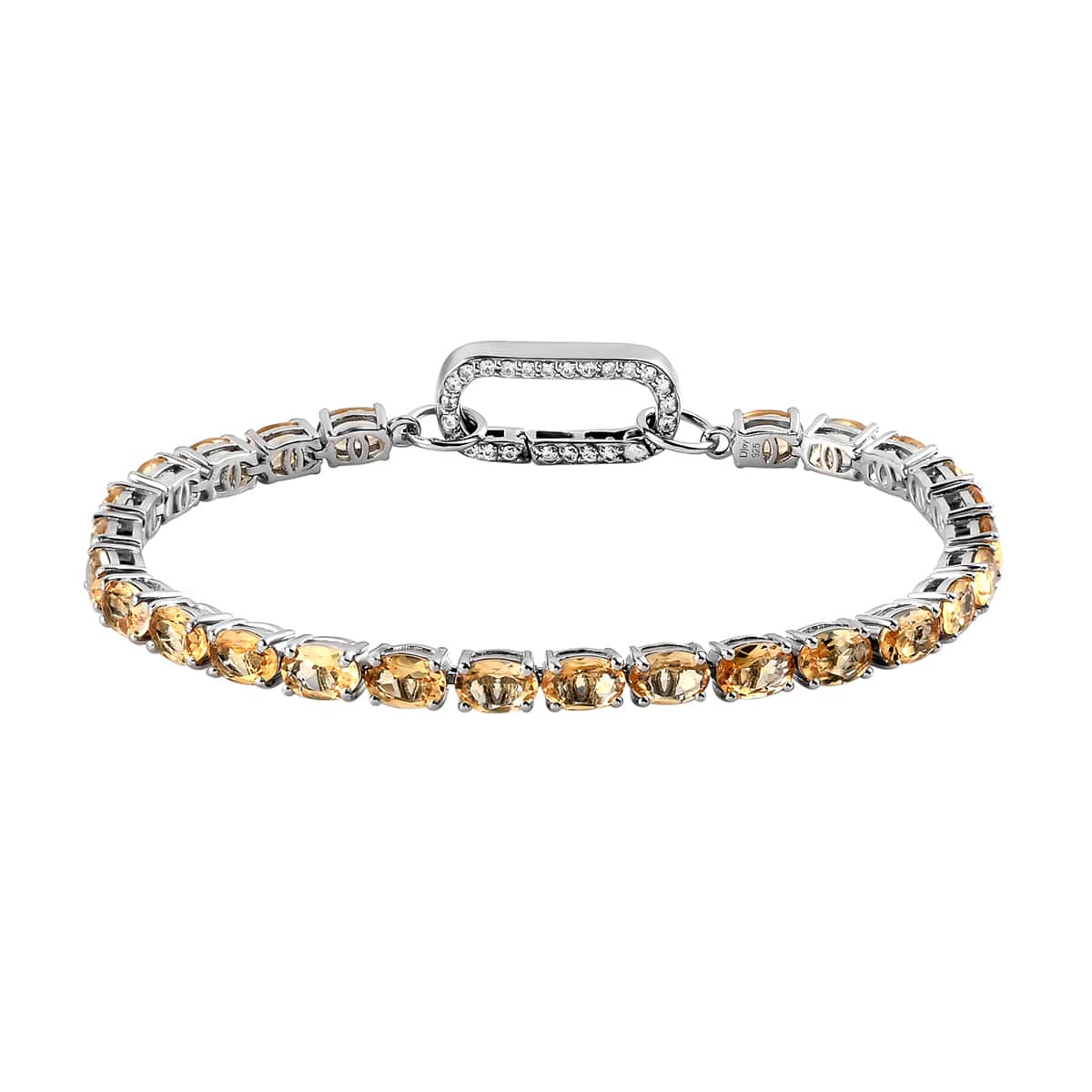 Brazilian Citrine and White Zircon Bracelet in Platinum Over Sterling Silver (7.25 In) 11.65 ctw image number 0