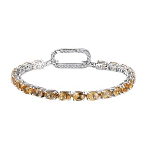 Brazilian Citrine and White Zircon Bracelet in Platinum Over Sterling Silver (6.50 In) 10.50 ctw