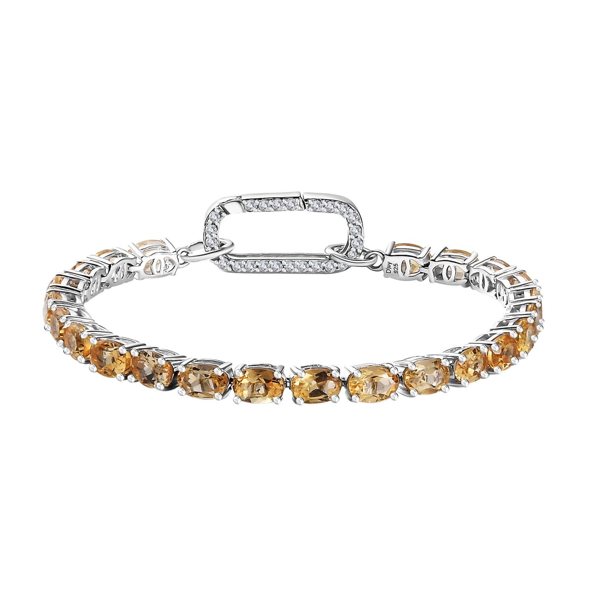 Brazilian Citrine and White Zircon Bracelet in Platinum Over Sterling Silver (6.50 In) 10.50 ctw image number 0