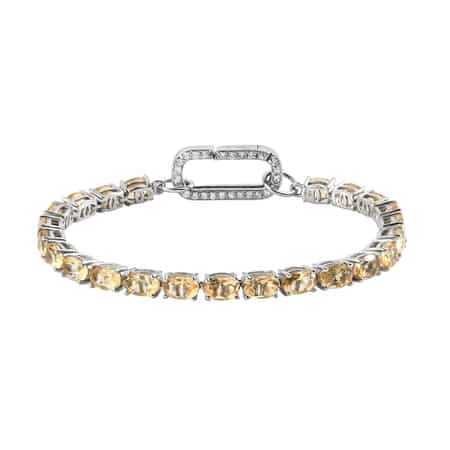 Brazilian Citrine and White Zircon Bracelet in Platinum Over Sterling Silver (6.50 In) 10.50 ctw image number 0