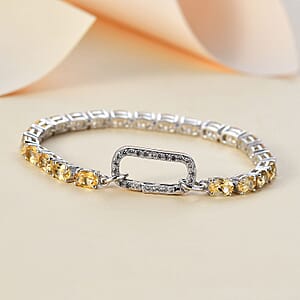 D'Joy Brazilian Citrine and White Zircon 10.50 ctw Bracelet in Platinum Over Sterling Silver (6.50 In)